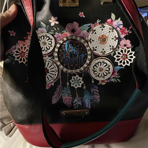 Nicole Lee Black and Red Floral Dreamcatcher Backpack - Picture 4 of 5